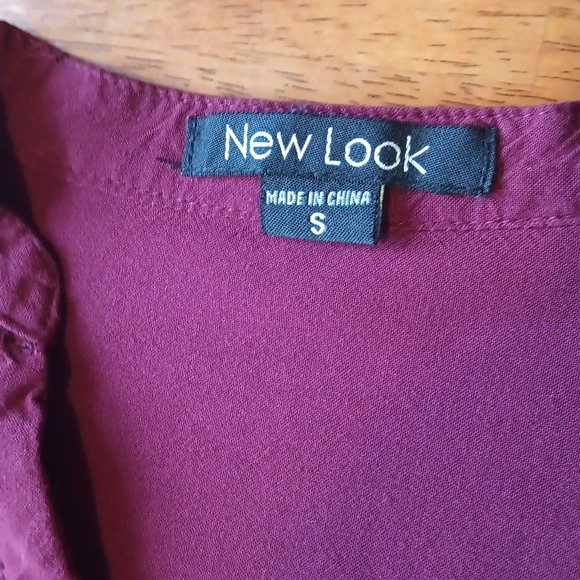 New look shirt| women's long sleeve shirt Sz small| wine red summer shirt - Picture 6 of 8